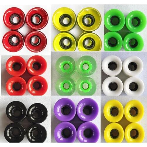 4 Pieces 85A 60*45mm LED Flash Roller Longboard Wheel DanceBoard Transparent Skateboard Wheel PU Double Rocker Flashing Wheel