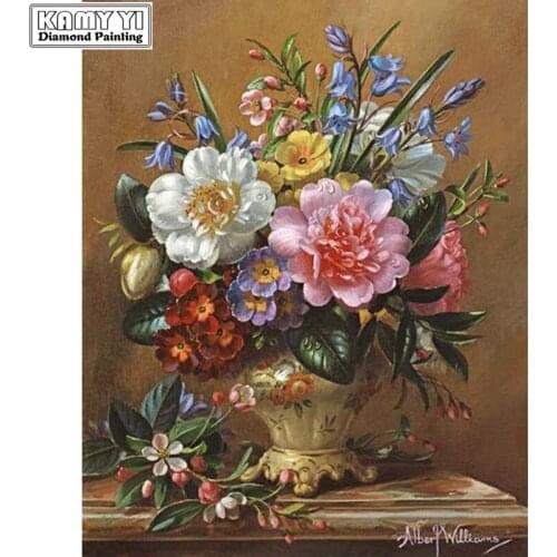 5D DIY Diamond Painting Flower Diamond Embroidery White Flower Full Square Rhinestones Embroidery Home Decor Diamonds Mosaic