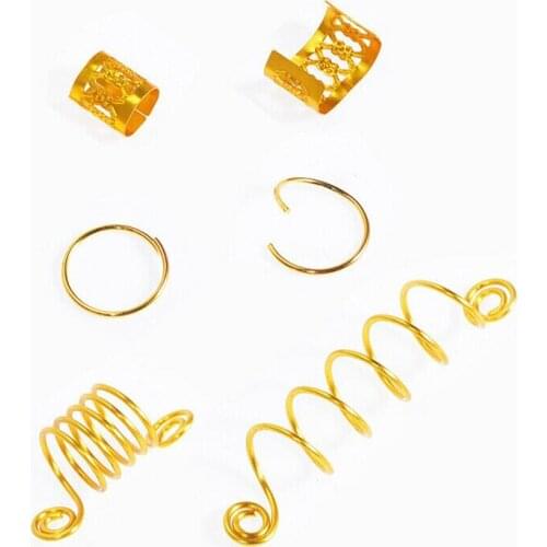 60Pcs/set Metal African Hair Rings Beads Cuffs Tubes Charms Dreadlock Dread Hair Braids Jewelry Decoration Accessories