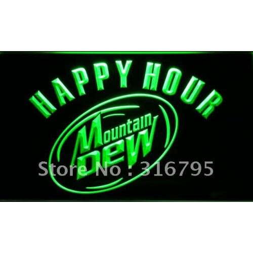 660 Mountain Dew Happy Hour Beer Bar LED Neon Light Signs with On/Off Switch 20+ Colors 5 Sizes to choose