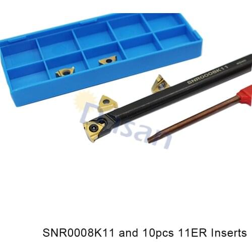 SNR0008K11 SNR0010K Turnining Holder +10pcs 11IR A60 or A55 Carbide Inserts CNC Lathe Machine Threading Toolholder Set