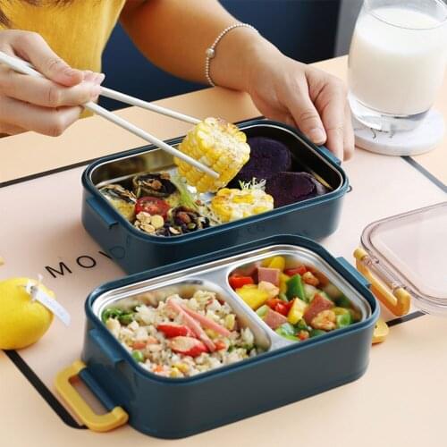 Stainless Steel Double-layer Insulated Lunch Box Office Workers Students Compartment Lunch Box Can Be Filled with Water