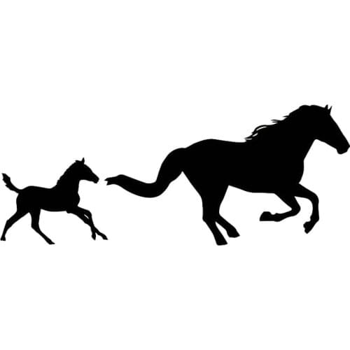 17.8*7.2CM Horse Mom & Baby Foal Interesting Decorative Decal Vinyl Car Stickers Accessories Black/Silver C9-1281