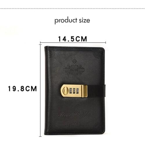 Classic Notebook Journal B6, Line Page, 260 Pages, PU Imitation Leather Cover, 100G Dowling Paper, 3 Digits Password, Pen Holder