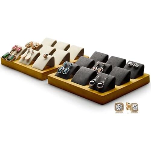 2Pc Wood Storage Earring Tray Earring Display Cards Ring Bracelet Gift Box Jewellery Organizer Earring Holder