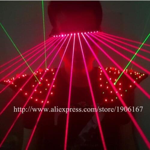 Colorful Led Luminous Laser Man Show Shoulder And Red Laserman Glasses Dancer Singer DJ Stage Wears Ballroom Laser Costume