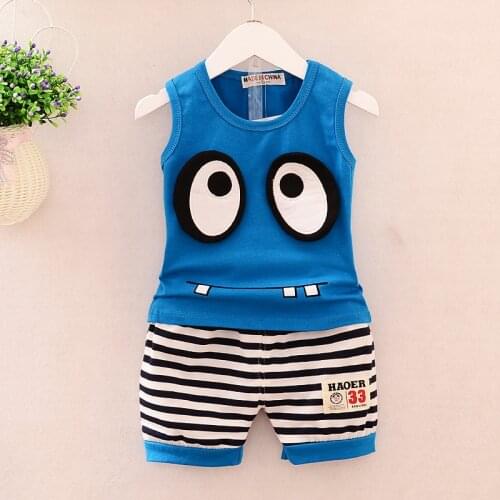 Baby Boy Summer Clothes 2019 Korean Cartoon Sleeveless Tops Vest + Shorts 2PCS Infant Clothing Outfits Kids Bebes Jogging Suits