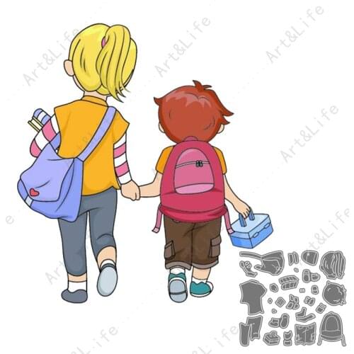 Cute Girl New Metal Cutting Dies Sister And Brother Stencils for Scrapbooking Album Birthday Card Embossing Cut Die Family Love