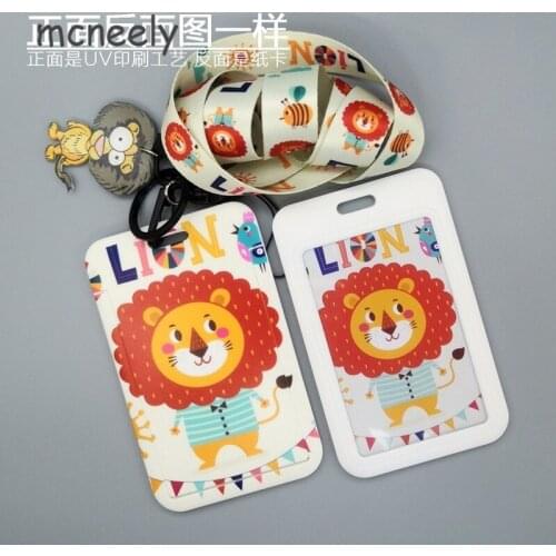 Cute Animal Design Document Set Work Permit Access Card Protection Cover with Padlock Bus Card Chest Card Holder Wholesale