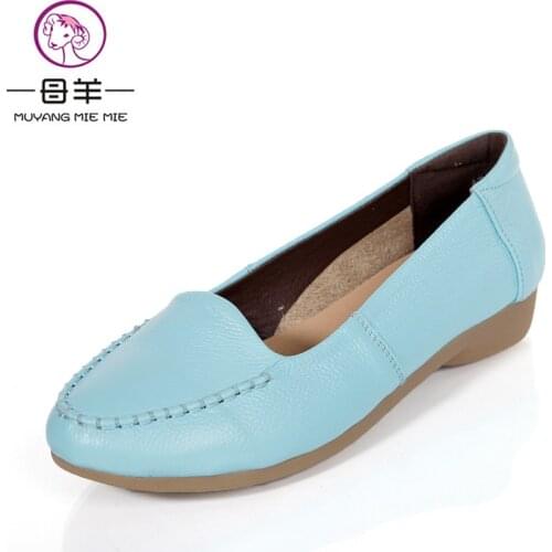 MUYANG MIE MIE 2019 Fashion Clearance Loafers Women Genuine Leather Flat Casual Shoes Woman Colorful Shoes Women Flats