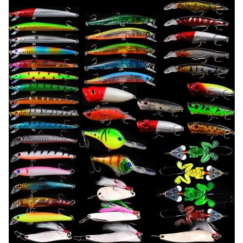 Hot 8-50pc fishing lure Set Mixed 14 models fishing tackle 8-50pc Hrad Bait Soft lure Mixed Color fishing bait