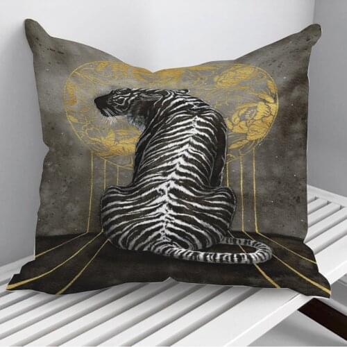 Black Tiger Throw Pillows Cushion Cover On Sofa Home Decor 45*45cm 40*40cm Gift Pillowcase Cojines Dropshipping