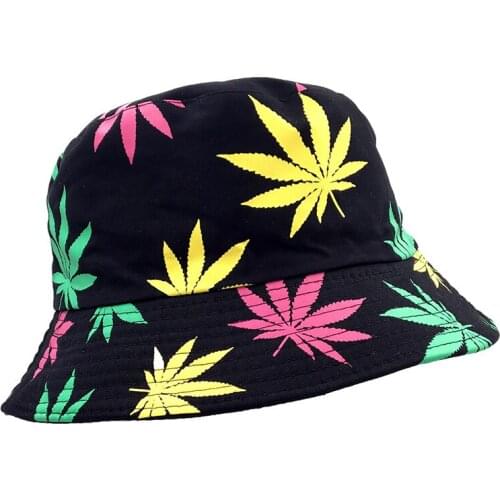 New weed color Printed cotton Bob Panama bucket hat men and women fishing fisherman hat cute couple Summer Sun Protection cap