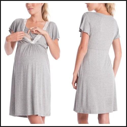 Maternity Pajamas Nightgown Breastfeeding Dress Childbirth Nursing Pajamas Pregnant Women Nightwear For Breastfeeding Sleepwear