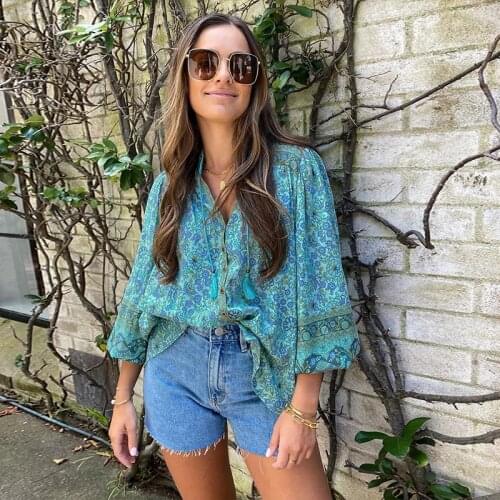 Casual Floral Print Buttons Up Blouse Shirts Oversized Shirt Women Holiday Fashion Shirts Female Long Womens Top Autumn Winter