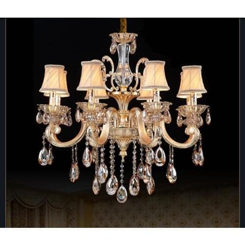 Modern European Alloy S Golden Antique K9 Crystal Chandelier In Promotion Copper E14 LED AC Alloy Crystal Lamp Lustre Suspension