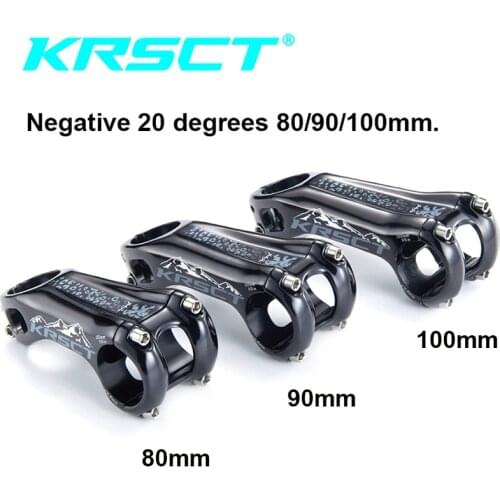 KRSCT Bicycle stem -20 Degree mtb Stem Ultralight 31.8* 80/90/100mm HandleBar Stem for 28.6MM fork XC AM Cycling Parts