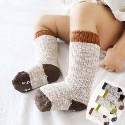 Vintage black/greye wave newborn baby boy socks cozy knee high long socks for girls booties socks children leg warmers 0-8Yrs