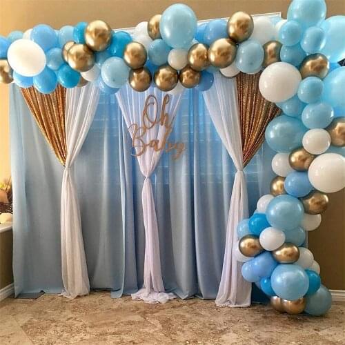 102pcs Blue Balloon Garland Arch Kit White Gold Chrome Balloons for Boy Baby Shower Birthday Party Decorations Wedding Supplies