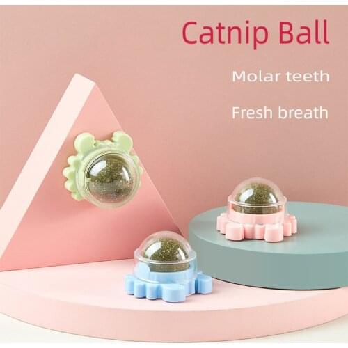 Rotatable Round Catnip Ball Toy with Lid Posted on the Wall, French Windows,Table Cover,Ground Grinding Teeth Cat Toy