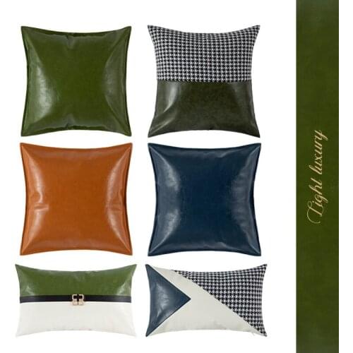 Upscale PU Oil Wax Leather Cushion Cover Solid color Waterproof Pillowcases for Home Hotel Decorative Sofa Pillow Covers