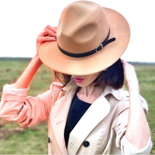 Womens Felt Hat Winter Fedora Hat Women Imitation Woolen Classic British Autumn Laday Jazz Streetwear Felt Hats for Men 2021