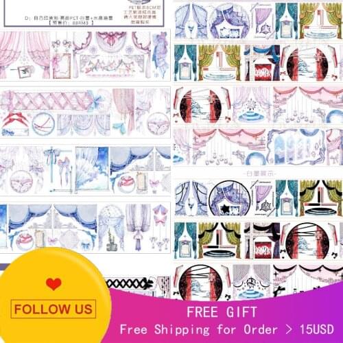 1 Loop Huantingjia Washi Tape Sample Bright Pet Catchwords Curtains Babbling Release Paper