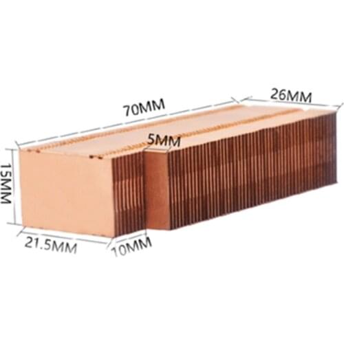 1pcs Full Copper Rectangular Heat Sink Welding Scattered Notebook Projector 70mm Length 26.2mm Width 15mm Thickness