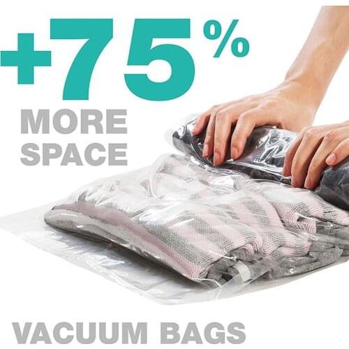 10PCS Clothes Storage Vacuum Border Foldable Compressed Home Clothes Plastic Storage Bag Space Saving Seal Bags Transparent 60XX