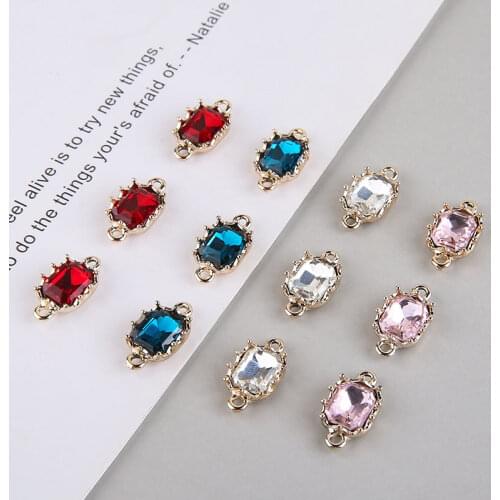 10pcs Korean Fashion zircon crystal Earrings double hanging rectangular earring DIY jewelry necklace bracelet accessory material
