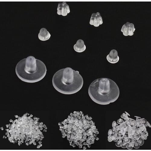 200pcs/lot Clear Soft Silicone Rubber Earring Backs Safety Bullet Stopper Rubber Jewelry Accessories DIY Parts Ear Plugging