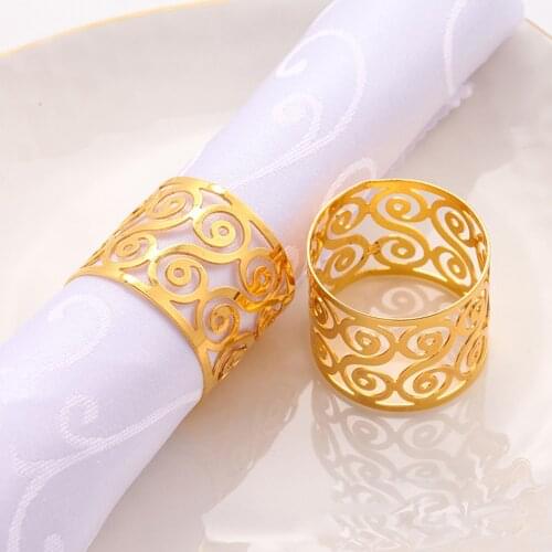 12pcs Napkin Rings Hollow Spiral Design Napkin Holder Buckles Wedding Dining Festival Party Table Decorations