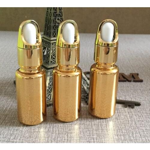 15ml glass dropper bottle gold plated makeup container,essentical oil bottle refillable cosmetics empty makeup storage wholesale