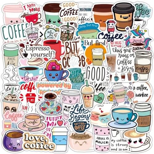 50pcs Coffee Cute Stickers For Notebooks Stationery Scrapbooking Material Personalized Stickers Aesthetic Kscraft Adesivos