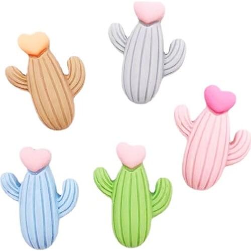 6Pcs 24*19mm 5colors Cactus Resin Made Charm Diy Handmade Cute Cactus Earring Accessories Jewelry Making