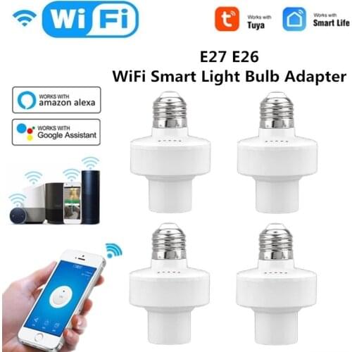 E27 WiFi Smart Light Bulb Adapter Wireless Lamp Holder Base Timer Smart Life/Tuya APP Remote Control With Alexa Google Home