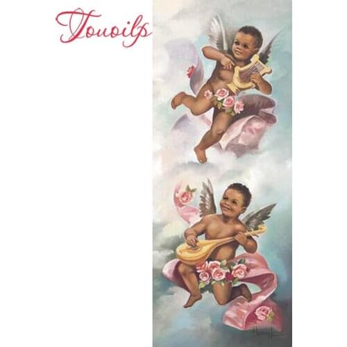 Touoilp Diamond Embroidery 5D DIY Black Cherubs Diamond Painting Christmas Cross Stitch Full square&round Rhinestone Mosaic