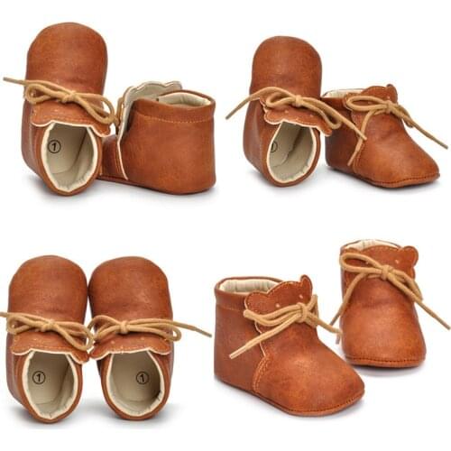 2018 Spring Autumn Vintage Infant Baby Boy Soft boot Sole PU Leather First Walkers Crib Shoes 0-18 Months moccasins baby shoes