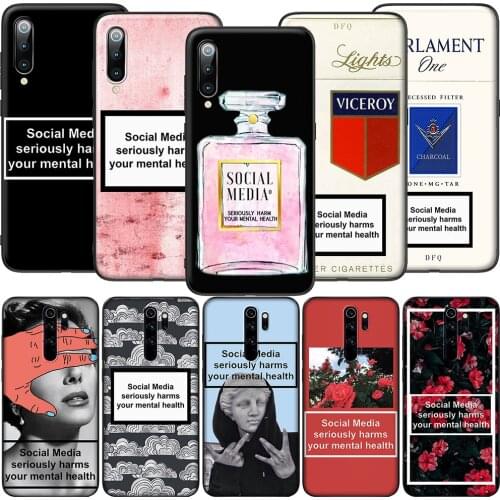 GX223 Social Media Harms Your Health Case for Xiaomi Note 10 8Lite CC9 9 9T 10T A1 A2 A3 5X 6X F1 Poco F2 X3 NFC M3 Pro Lite