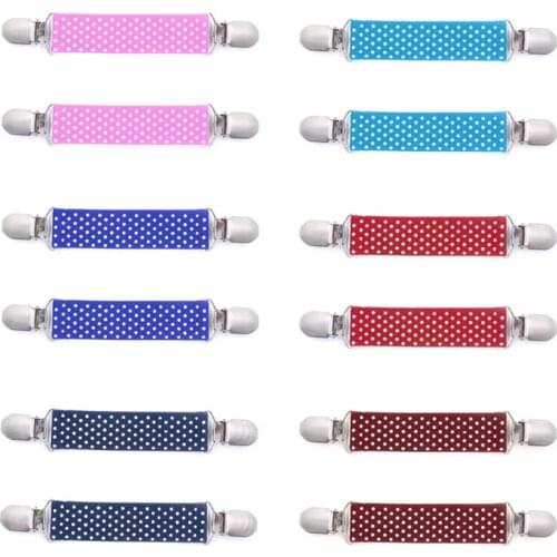 Kids Boys Girls Strong Elastic Polka Dot Glove Mittens Metal Clips with Teeth