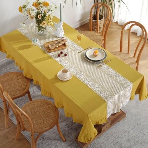 Cotton Tablecloth Dinner Rectangular Tablecloth Lace Table Runner Dust-proof Tea Table Cloth For Wedding Party