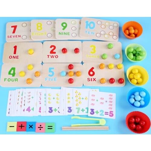 1Set Montessori Clamp Beads Toy Motor Skill Training Toy Stimulated Wooden Sorting Training Toy Mathematics Counting Toy