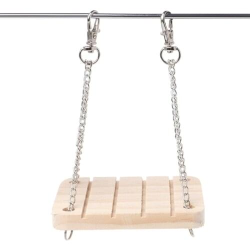 Pet Hamster Toys Wooden Swing Seesaw Rat Mouse Harness Parrot Hanging Suspension