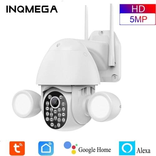 INQMEGA 5MP Tuya Floodlight Courtyard Lighting Camera Outdoor Human Tracking Flood Lighting Cam With Google Home And Alexa
