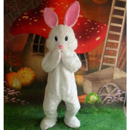 Easter Bunny Mascot Costume White Rabbit Cartoon Cosplay Party Fancy Dress Unisex Adult Outfit Suit Parade Advertising Halloween