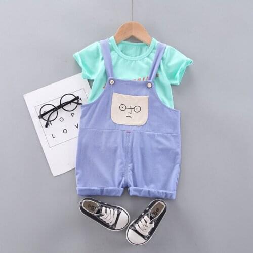 Summer 100% Cotton Kids Clothing Sets Strap Color Clothing for Boys Cartoon Family Clothing Sets Casual Baby Boys Clothes 1-4 Y