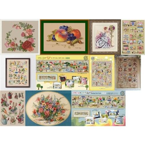 Top selling Flowers SODA linen fabric Counted Cross Stitch 14CT 18CT 25CT 28CT Cross Stitch Kits Embroidery Needlework Sets