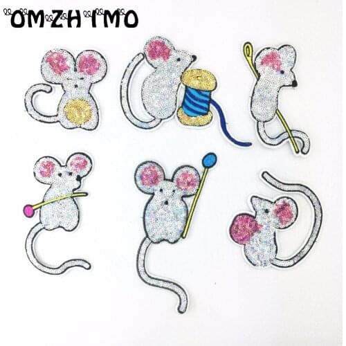 Cute cartoon mouse sequins patches embroidered applique T-shirt coat dress patch sewing garment accessories Diy decoration
