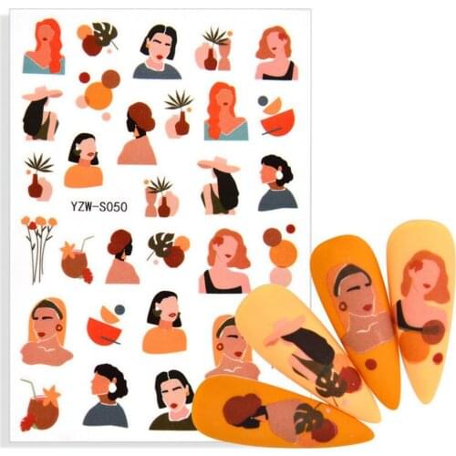 3Pcs Fashion Nail Sticker Long-lasting Multi-functional Face Avocado Color Nail Decoration Stickers Manicure Salon Tools