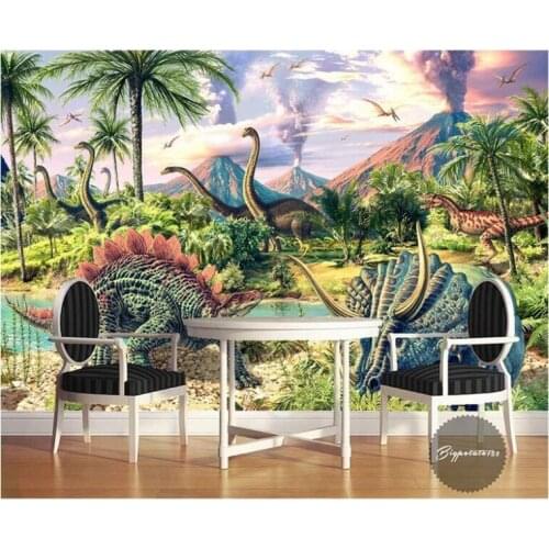 Custom 3d mural wallpaper Jurassic Dinosaur World living room bedroom Papel De Parede childrens room walls Cartoon forests